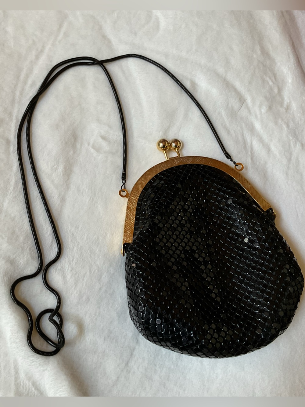 Black Sequin Evening Clutch with Gold Frame
